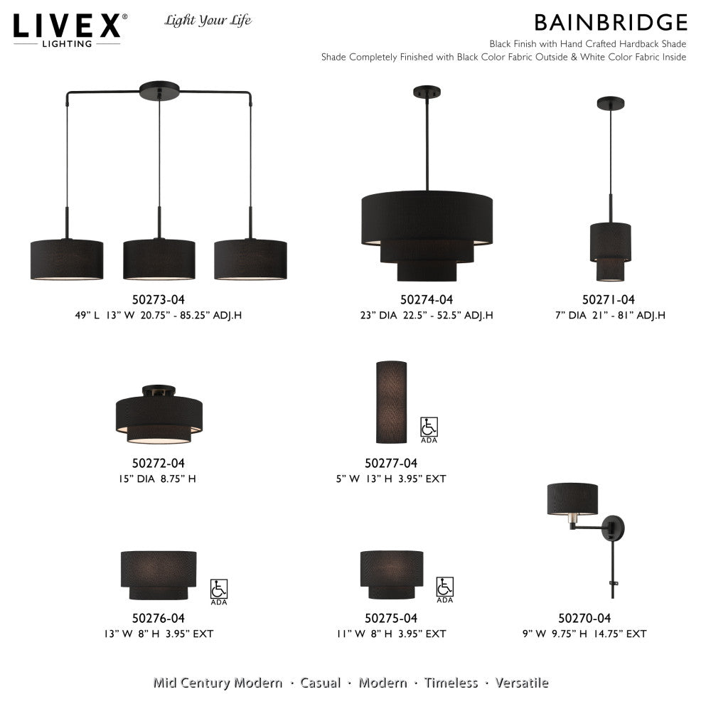Bainbridge 2-Light Black ADA Sconce