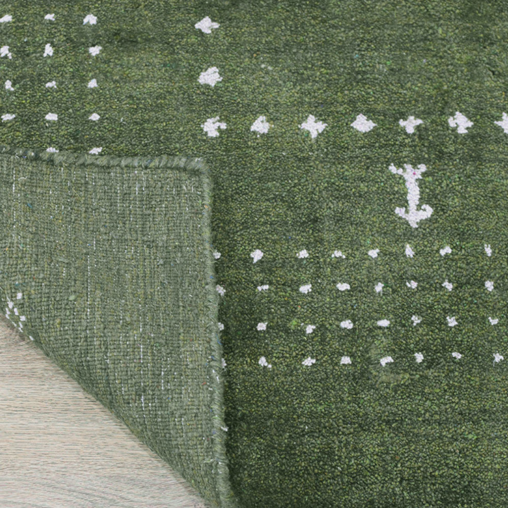 HAND KNOTTED LOOM SILK ECO-FRIENDLY AREA RUG -5'x8',Rectangle,Green,Contemporary