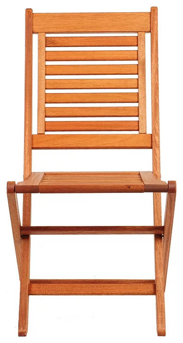 Set of 2 Folding Chair, Eucalyptus Wood Construction With Armless Seat, Brown