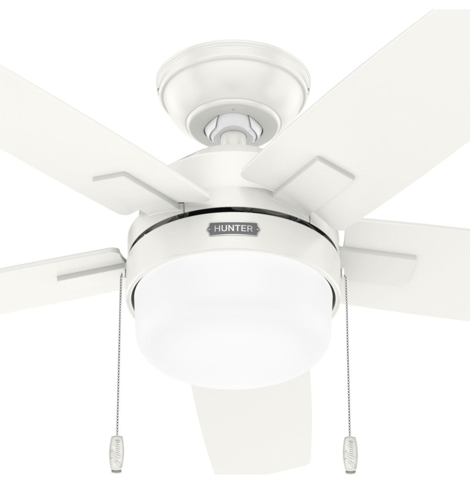 Hunter 44" Anisten Fresh White Ceiling Fan, LED Kit, Pull Chain