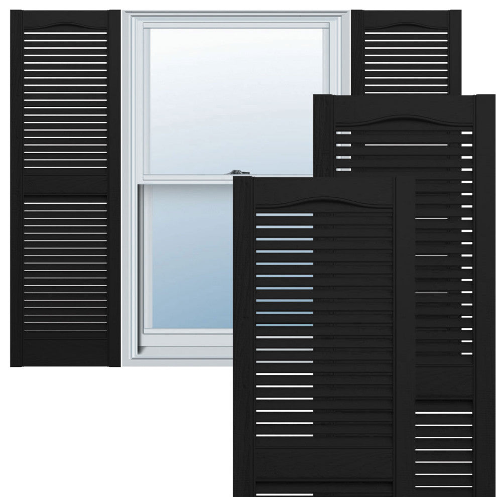 12"Wx36"H Lifetime Open Louver Cathedral Top Center Mullion Vinyl Shutters