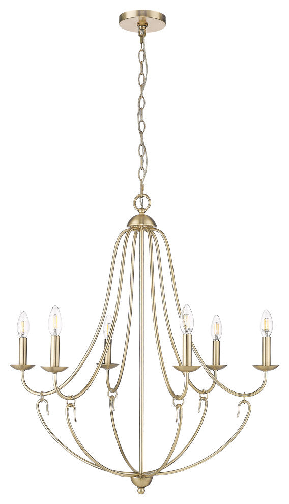 6 Light 28.5 in. Modern Gold Chandelier