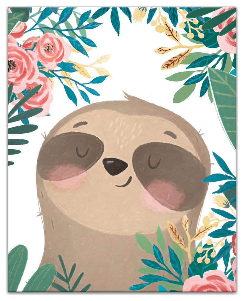 Bashful Sloth 16x20 Canvas Wall Art