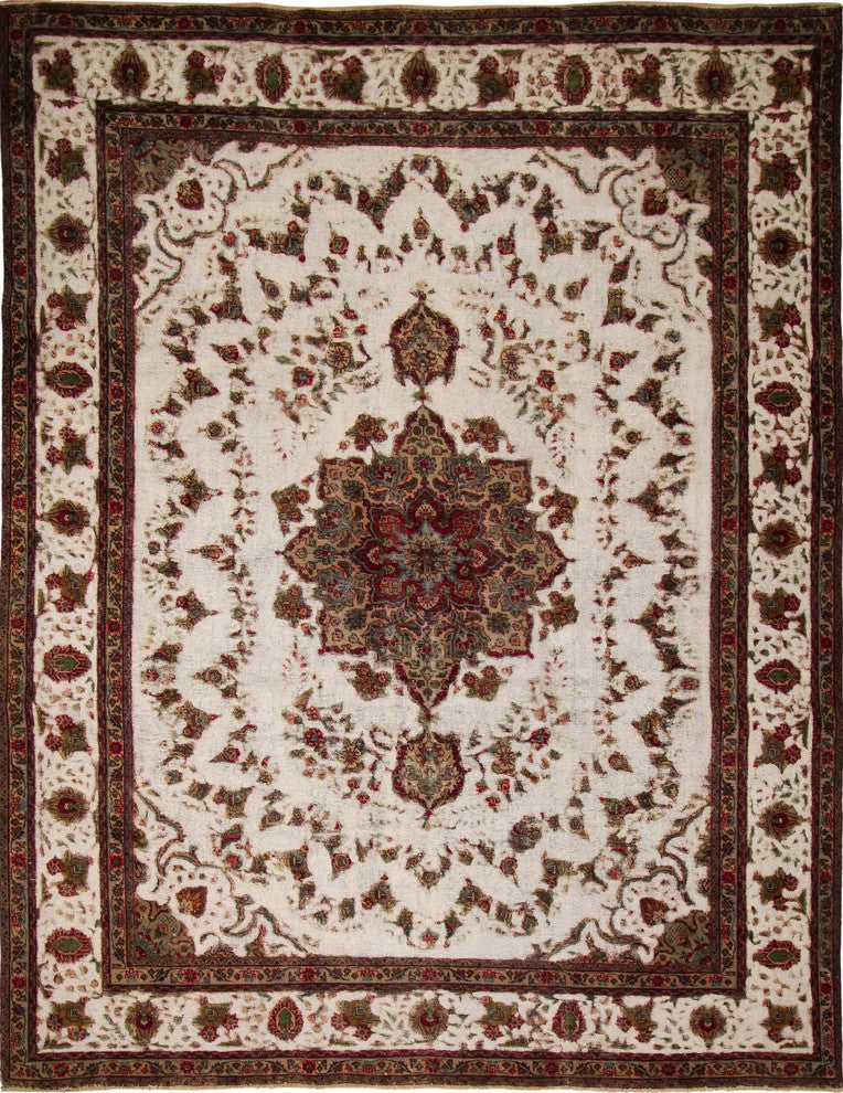 Distressed Bradford Ivory Hand-Knotted Rug, 9'10x12'8