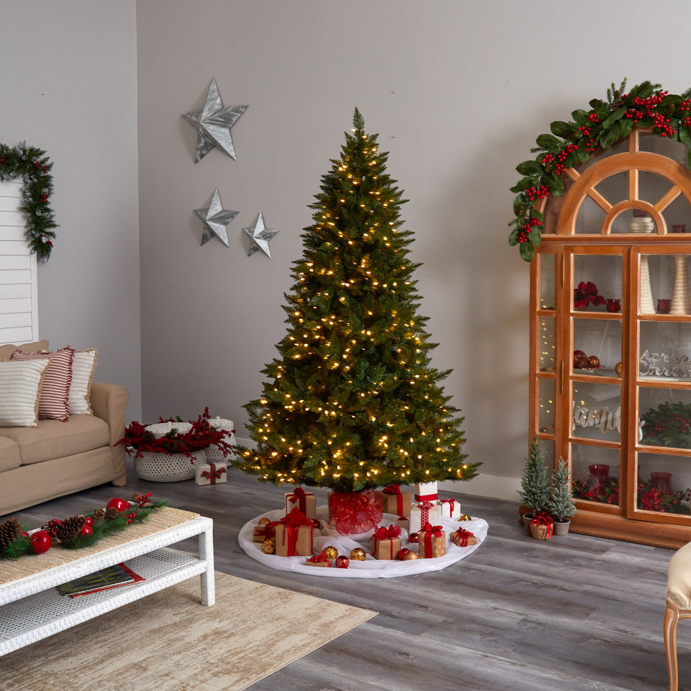 7.5' Vermont Spruce Faux Xmas Tree W/650 Color Changing  &1336 Bendable Branches