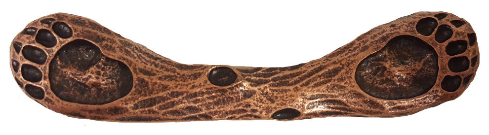 Dual Bear Track Cabinet Pull, Antique Copper