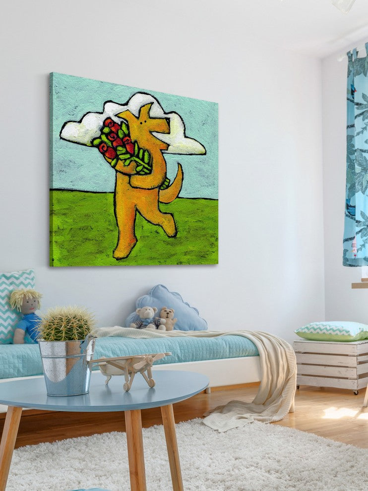 Marmont Hill, "Red Roses for Dog" by Janet Nelson Print on Wrapped Canvas, 18x18