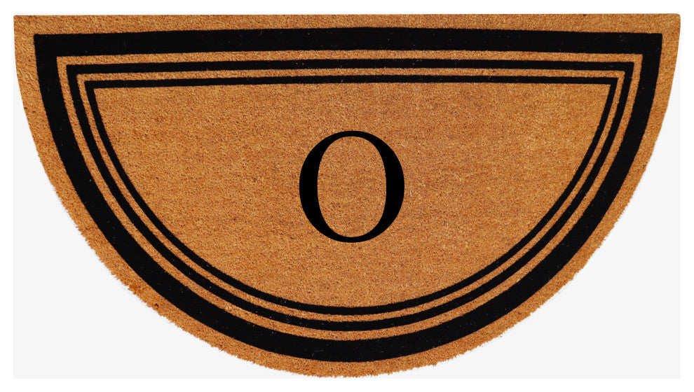 A1HC Natural Coir Flock Monogrammed Door Mat for Front Door, 30x60, O