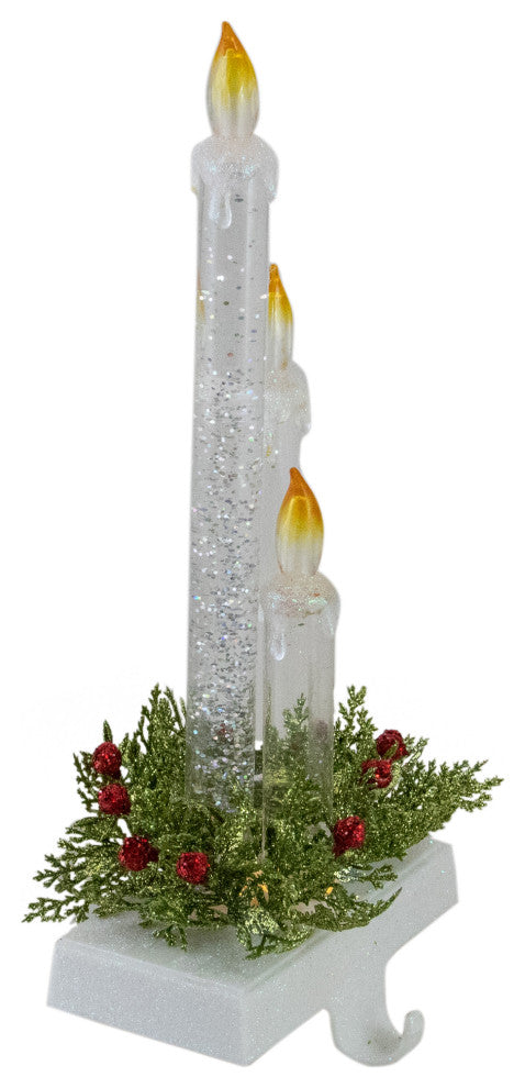 9" Battery Operated LED Lighted Candle Christmas Stocking Holder