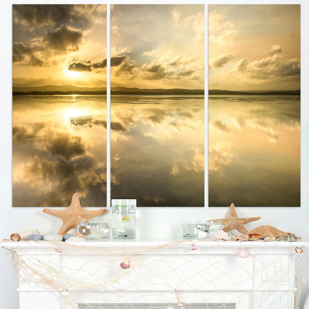 "Amazing Foreshore Reserve Reflection" Metal Wall Art, 3 Panels, 36"x28"