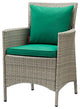 Side Dining Chair Armchair, Set of 2, Rattan, Wicker, Gray Green, Outdoor