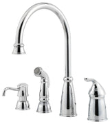 Avalon 1-Handle Kitchen Faucet Side Spray and Soap Dispenser, Polished Chrome