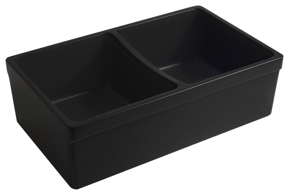 Farmhaus Quatro Alcove Reversible Matte Double Bowl Fireclay Kitchen Sink With