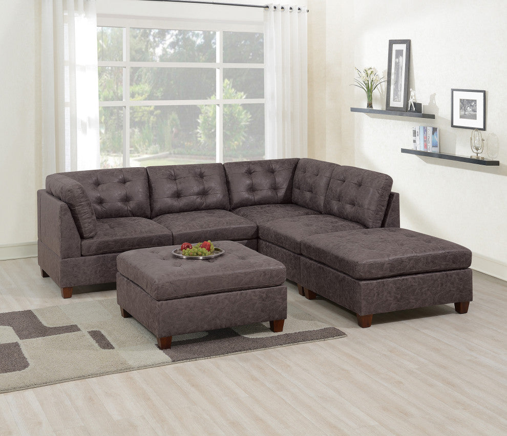 Living Room Armless Chair, Dark Brown