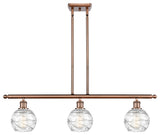 Small Deco Swirl 3-Light Island-Light, Antique Copper, Clear