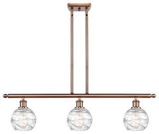 Small Deco Swirl 3-Light Island-Light, Antique Copper, Clear