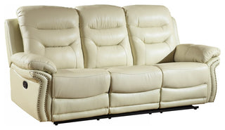 44" Comfortable Beige Leather Sofa