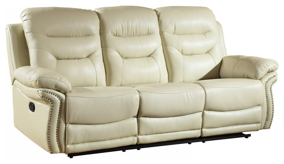 44" Comfortable Beige Leather Sofa