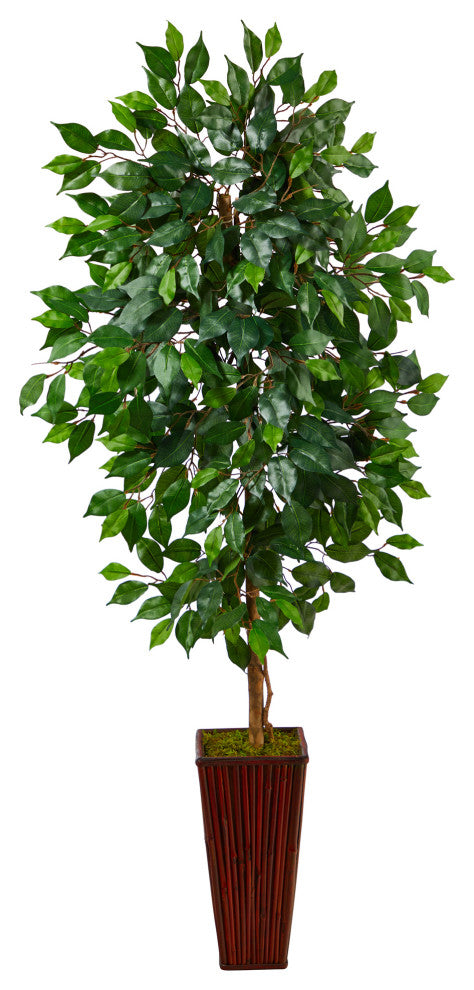 5'' Ficus Artificial Tree, Bamboo Planter