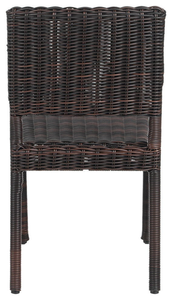 GDF Studio Outdoor Brown PE Wicker Dining Chairs, Set of 2