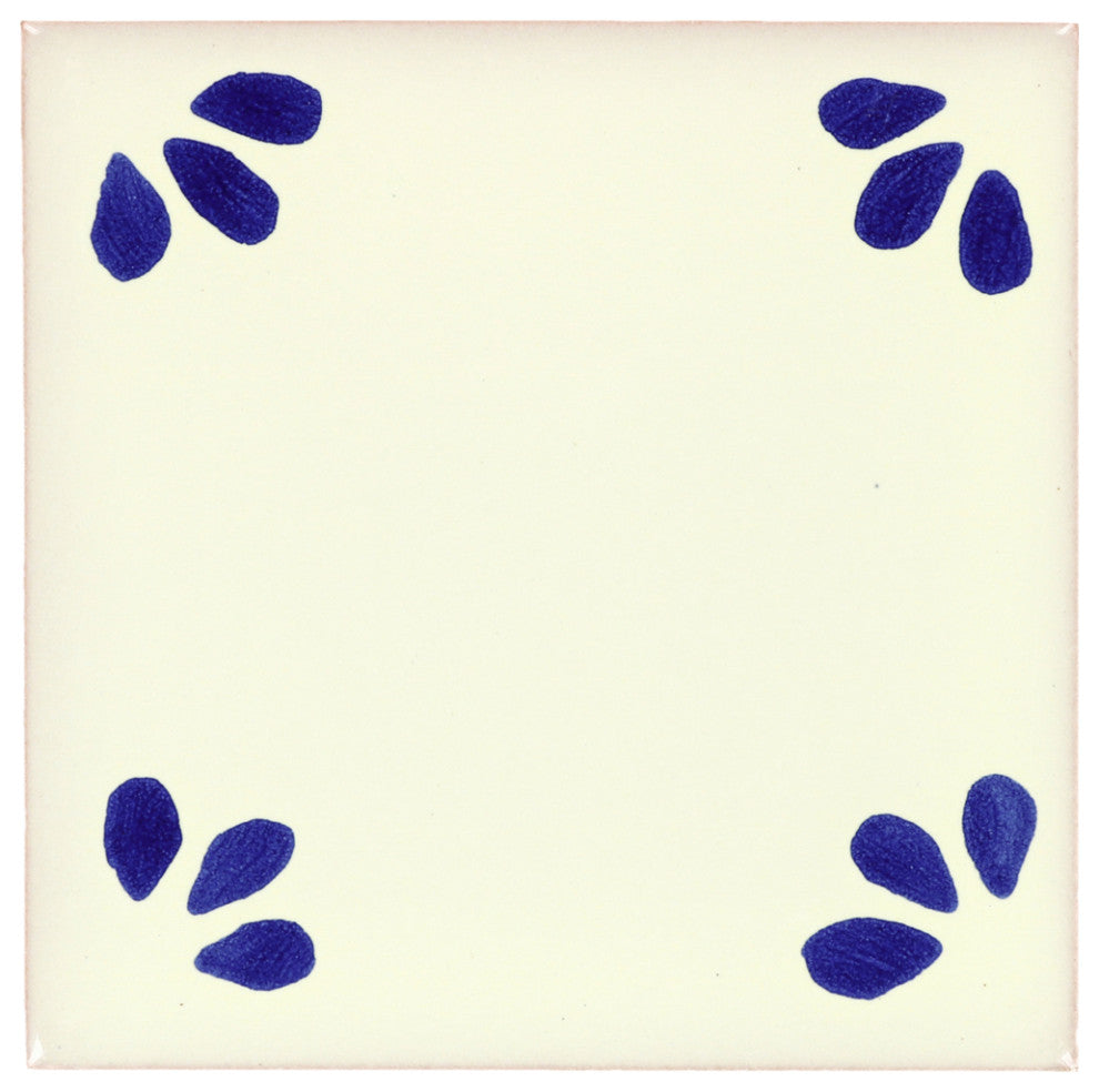 4.25"x4.25" Talavera Mexican Handmade Ceramic Tile, Blue Ville, Set of 9