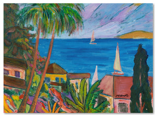 'Three Sails on the Pacific' Canvas Art by Manor Shadian