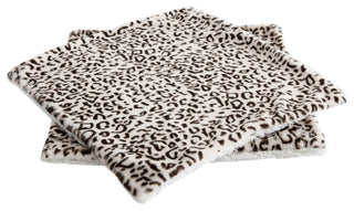 Cow Printed Faux Fur Pillow Shell 2 Piece Set, Snow Leopard