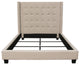 Madison Ave Tufted Wing Eastern King Bed in Sand Button Tufted Fabric