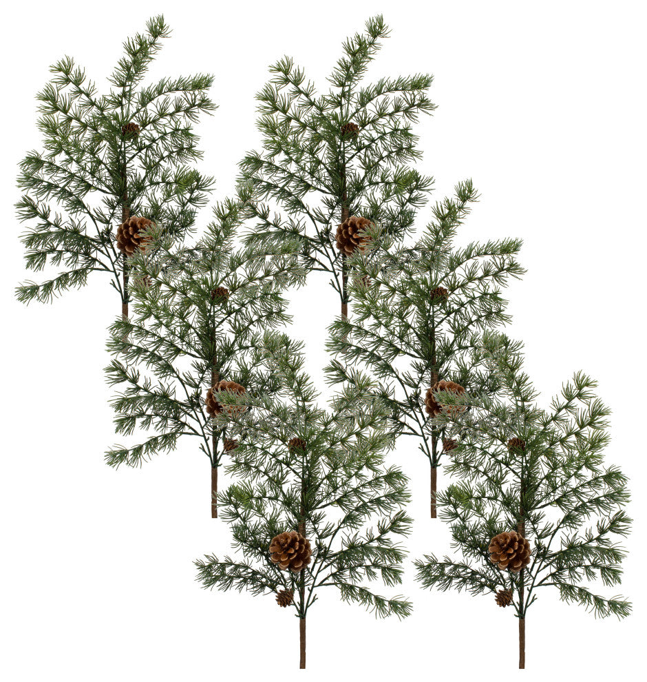 Pine Spray With Pine Cones, 6-Piece Set