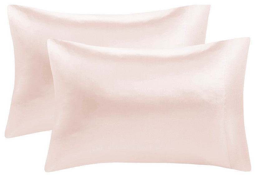 Madison Park Essentials Satin Luxury Satin 2-Piece Pillowcase Set, Blush Pink