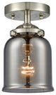Small Bell 1-Light Semi-Flush Mount, Brushed Satin Nickel, Plated Smoke