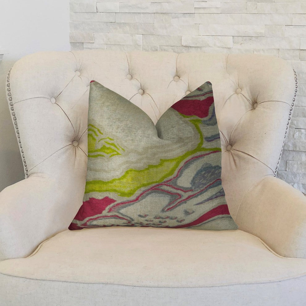 Namaste Beet Beige Gray Handmade Luxury Pillow, 12"x20"