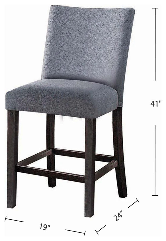 Set of 2 Fabric Counter Height Chair, Grey/Weathered Espresso