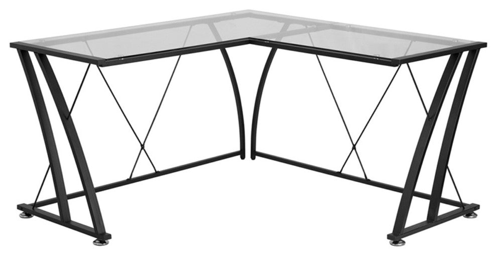 Glass Top Computer Desk, Fleta, Small