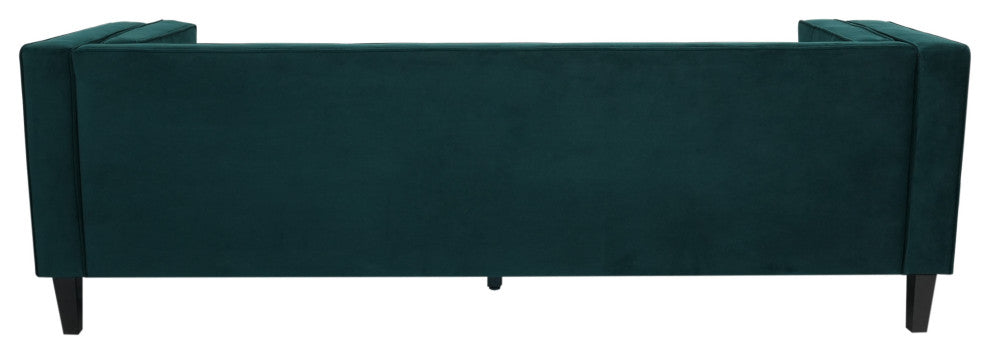 Sororia Velvet 3-Seater Low Profile Sofa, Green