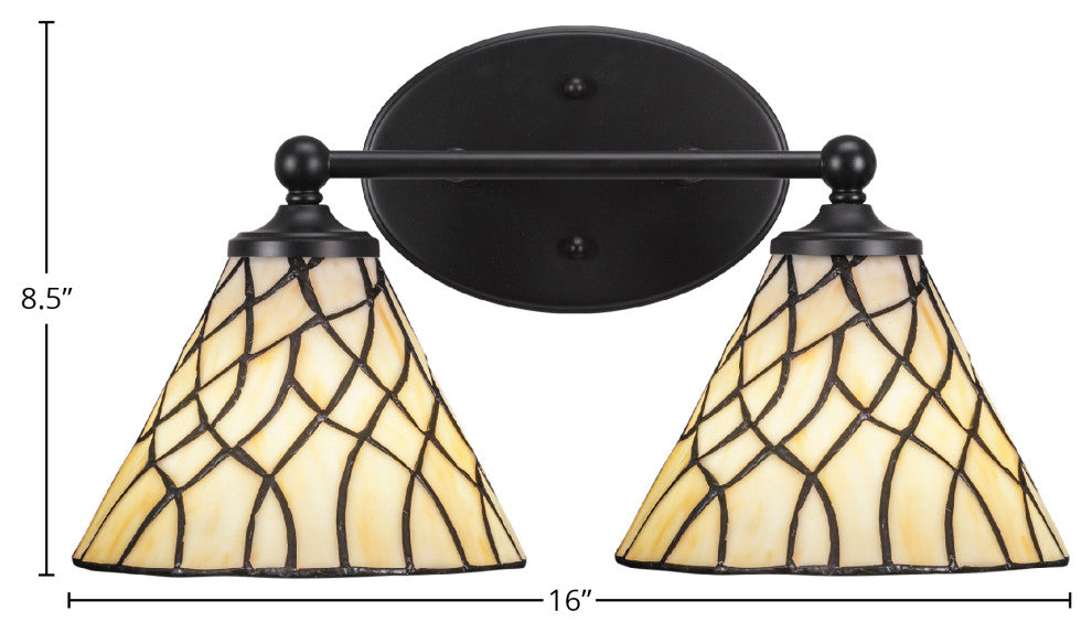 Capri 2-Light Bath Bar, Matte Black/Sandhill Art