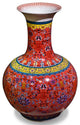 Imperial Red Chinese Porcelain Temple Vase, With Stand