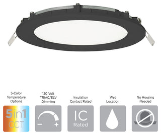 Tuck 6" LED Flush Mount, Black