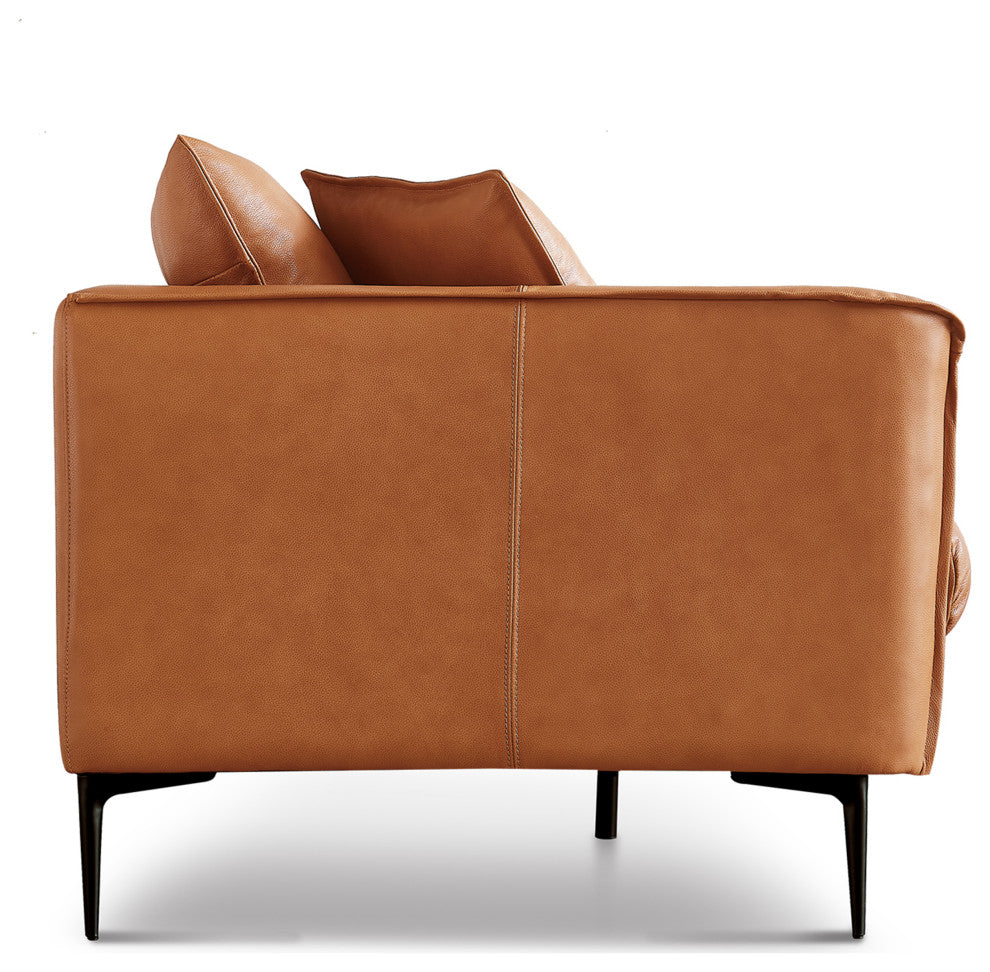 Valencia Jasper Italian Nappa 11000 Top Grain Leather Three Seats Sofas, Cognac