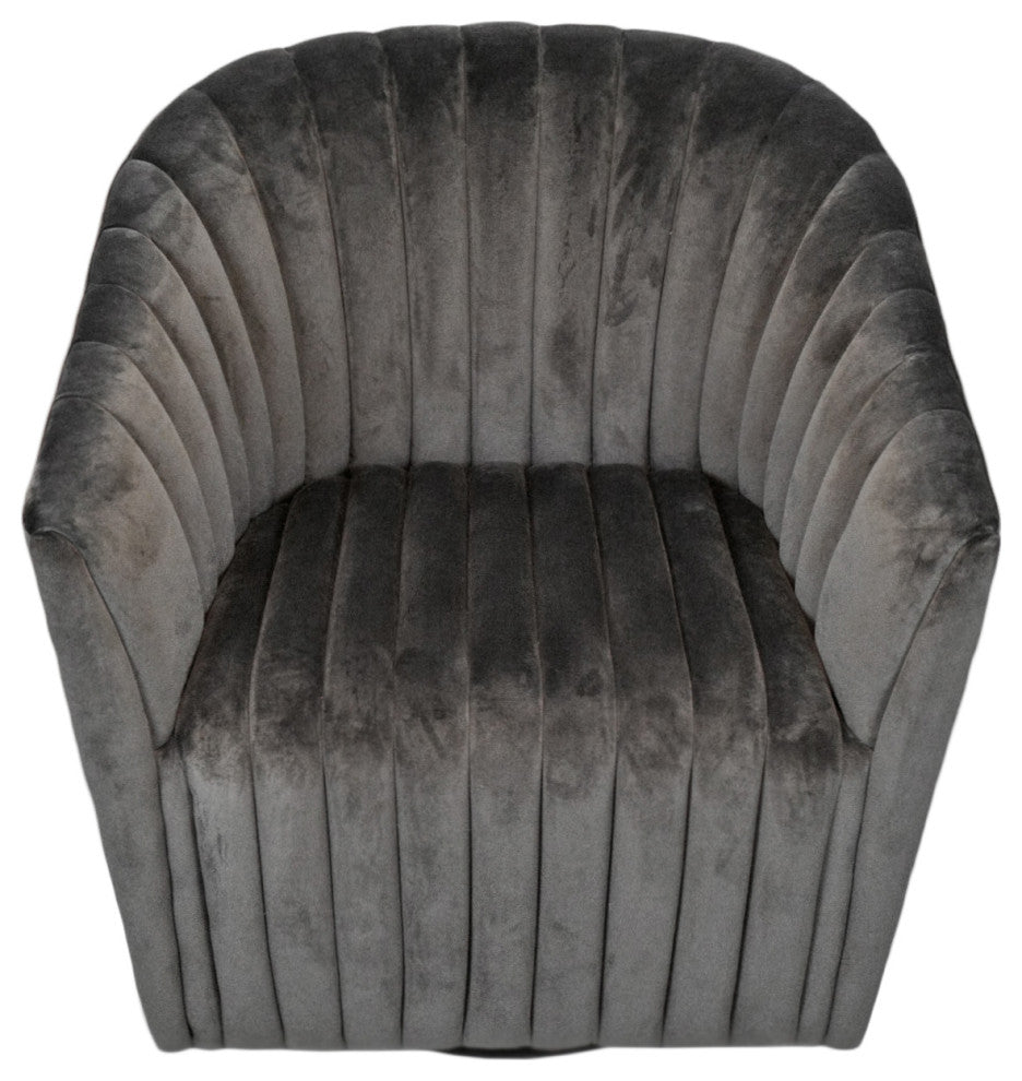 Slate Grey Velvet Swivel Chair