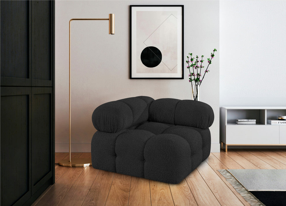 Ames Boucle Fabric Modular Chair, Black, Corner Chair