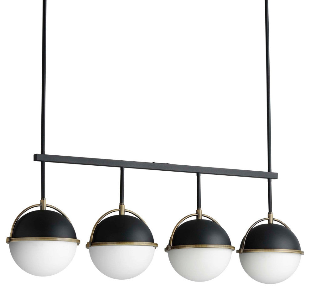 Maxim 12414 Duke 4 Light 42"W Linear Pendant - Black / Weathered Brass
