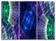 "Bright Blue and Green Flower Grid" Metal Wall Art, 3 Panels, 36"x28"