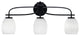 Cavella 3 Light Bath Bar, Matte Black Finish, 5" White Linen Glass