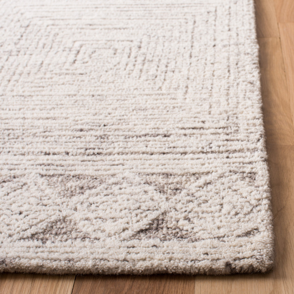 Safavieh Couture Abstract Collection, ABT349 Rug, Ivory/Grey, 4' Square