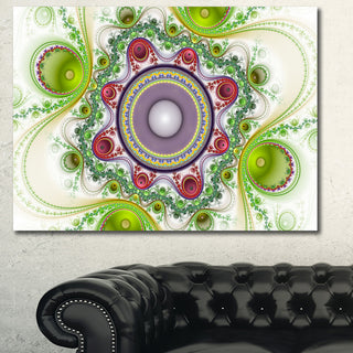 Light Green Pattern with Circles, Oversized Abstract Canvas Art Print, 60x40