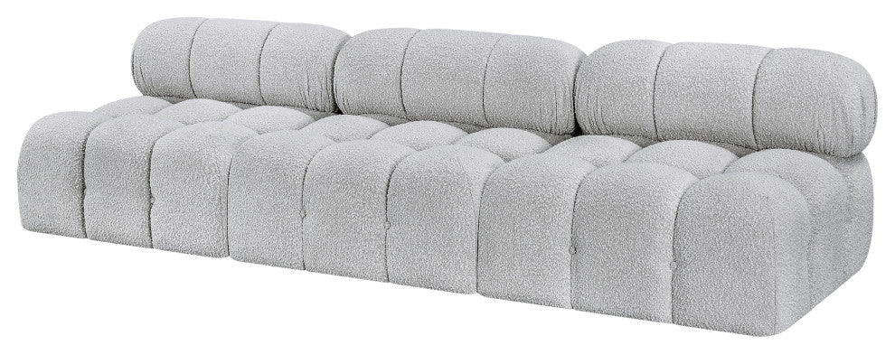 Ames Boucle Fabric Modular Sofa, Grey, 3-Piece: 3 Armless Chair