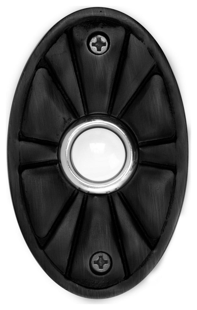 Solid Brass Oval Flower Doorbell in 4 Finishes, Black