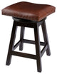 Rustic Urban Swivel Bar Stool, Maple Wood With Leather Seat, Onyx, Bar Height