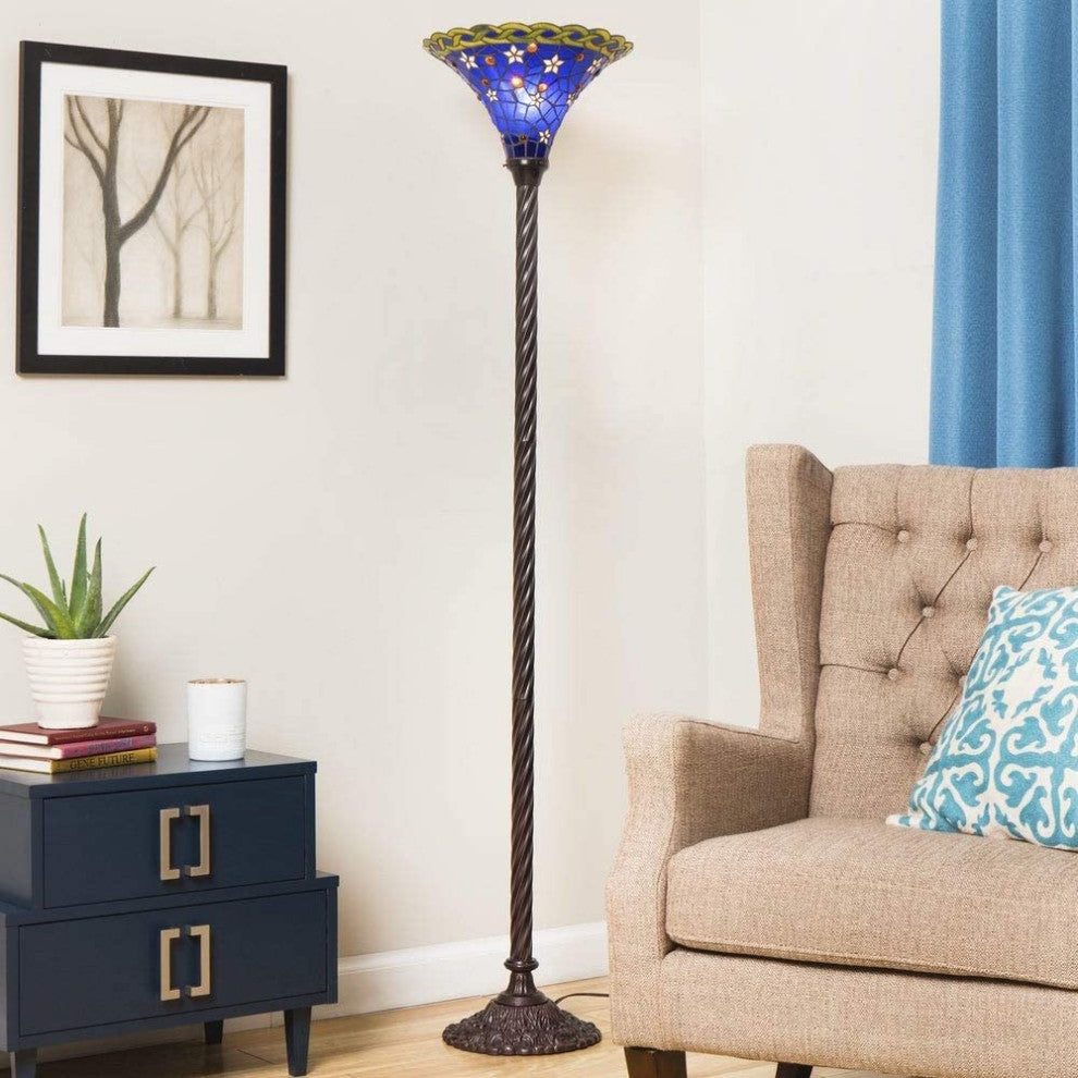 HomeRoots Tiffany-style Blue Star Torchiere